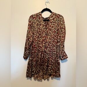 Multicolor Snake Print Tiered Mini Dress